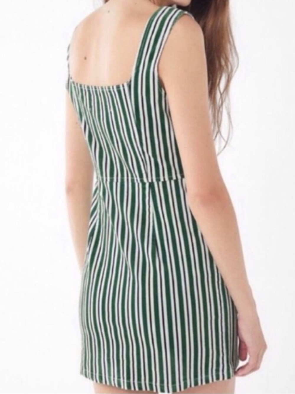URBAN OUTFITTERS Green & White Striped Square-Neck 2 piece top/skirt! M